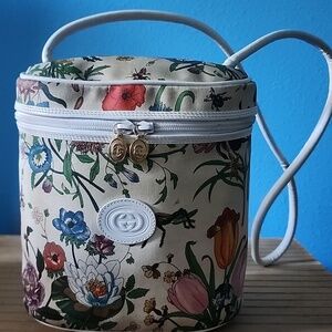 Gucci Floral Canvas‎ Bag with Gold Accents